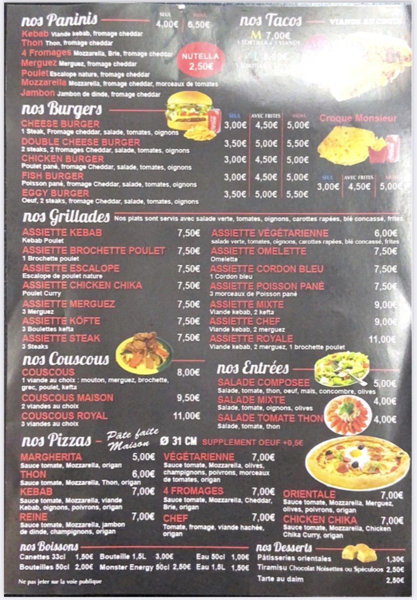 Resto Le Délice menu 1