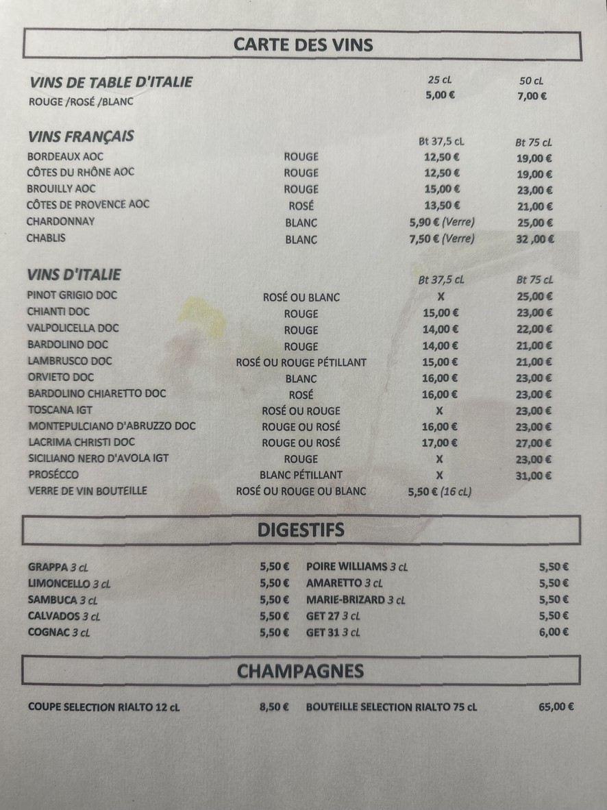 Pizzeria Rialto menu 6