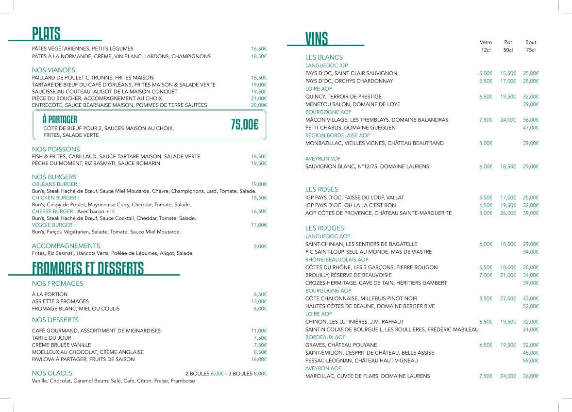 Café d'Orléans menu 2