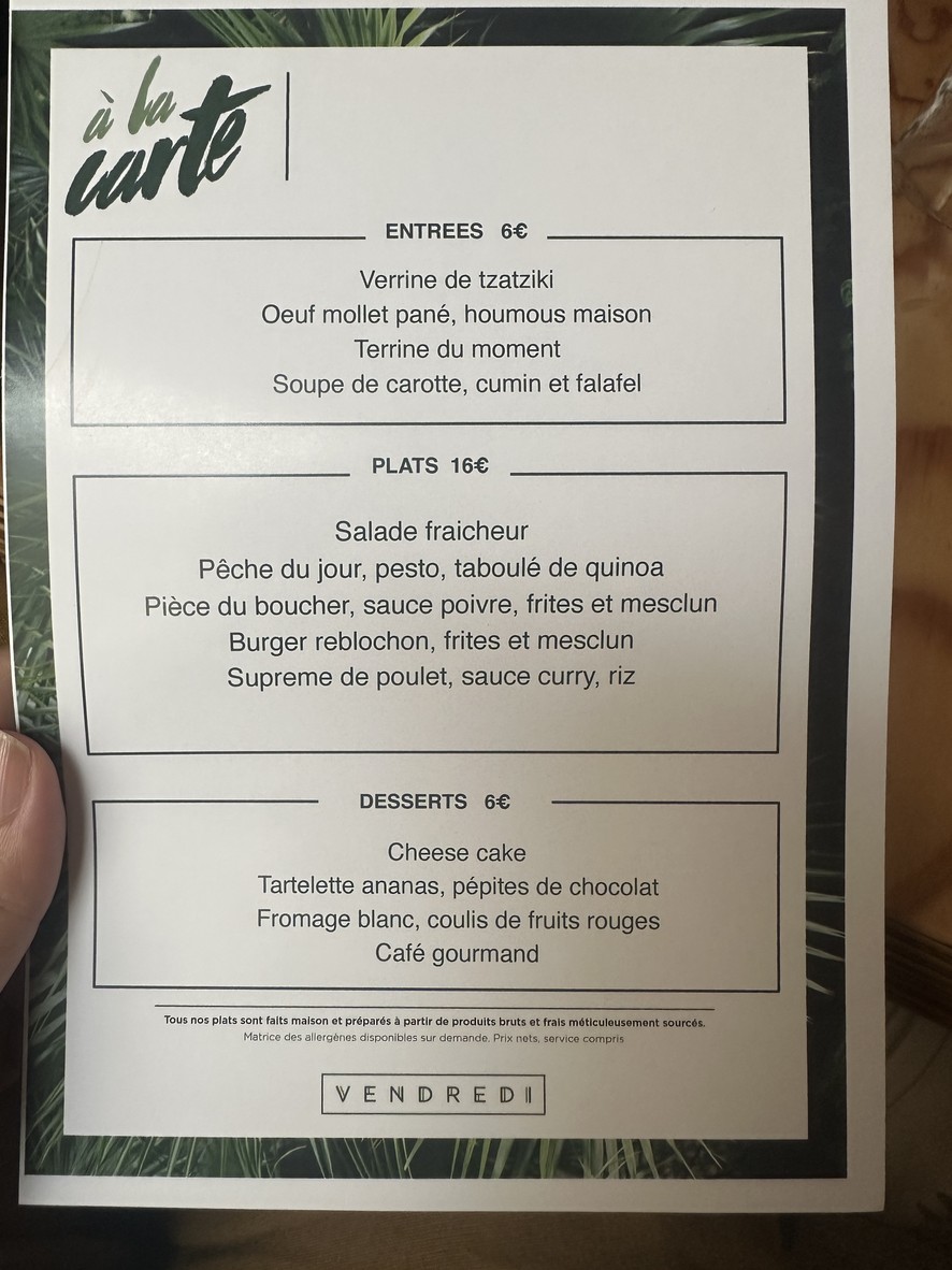 Vendredi menu 2