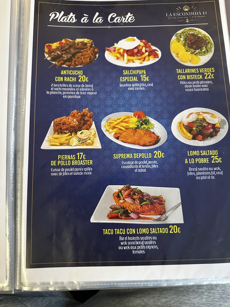 LA ESCONDIDA PARIS 14 menu 2