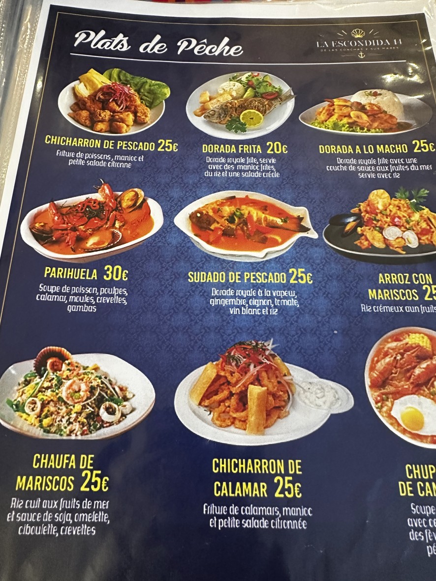 LA ESCONDIDA PARIS 14 menu 3