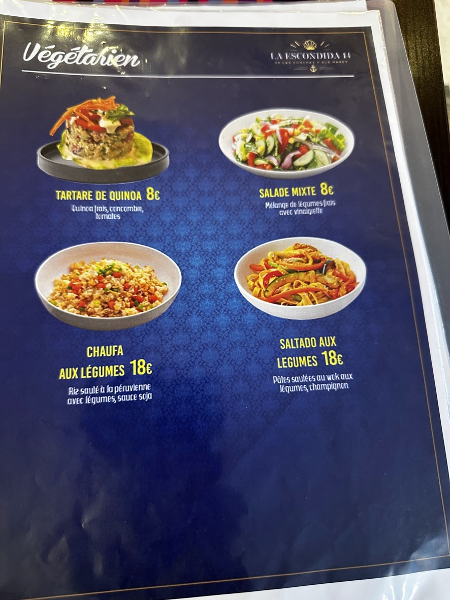 LA ESCONDIDA PARIS 14 menu 4