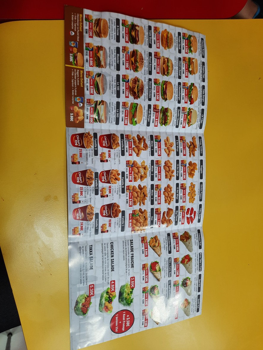 Chicken's King paris 19eme menu 2