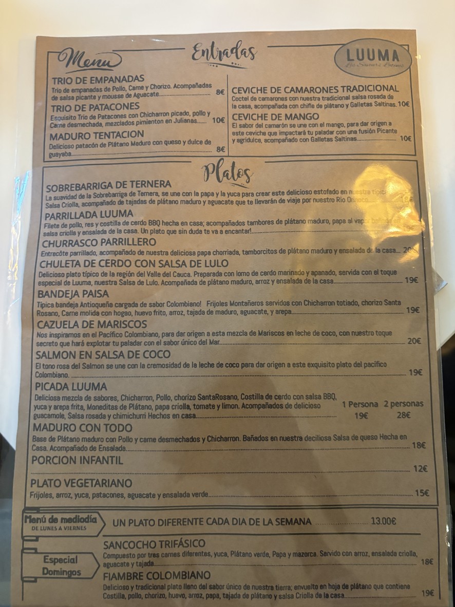 L U U M A menu 1
