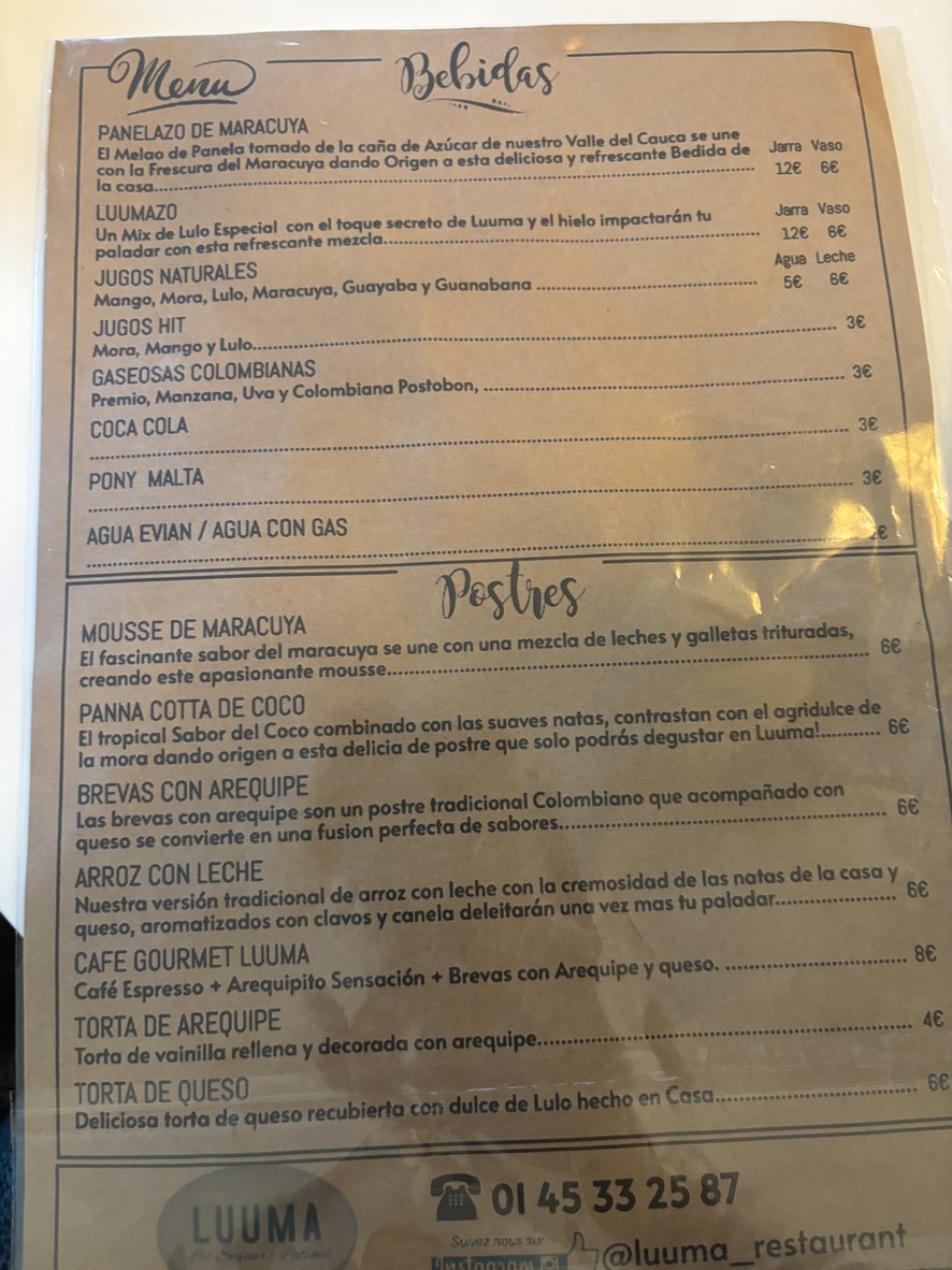 L U U M A menu 2