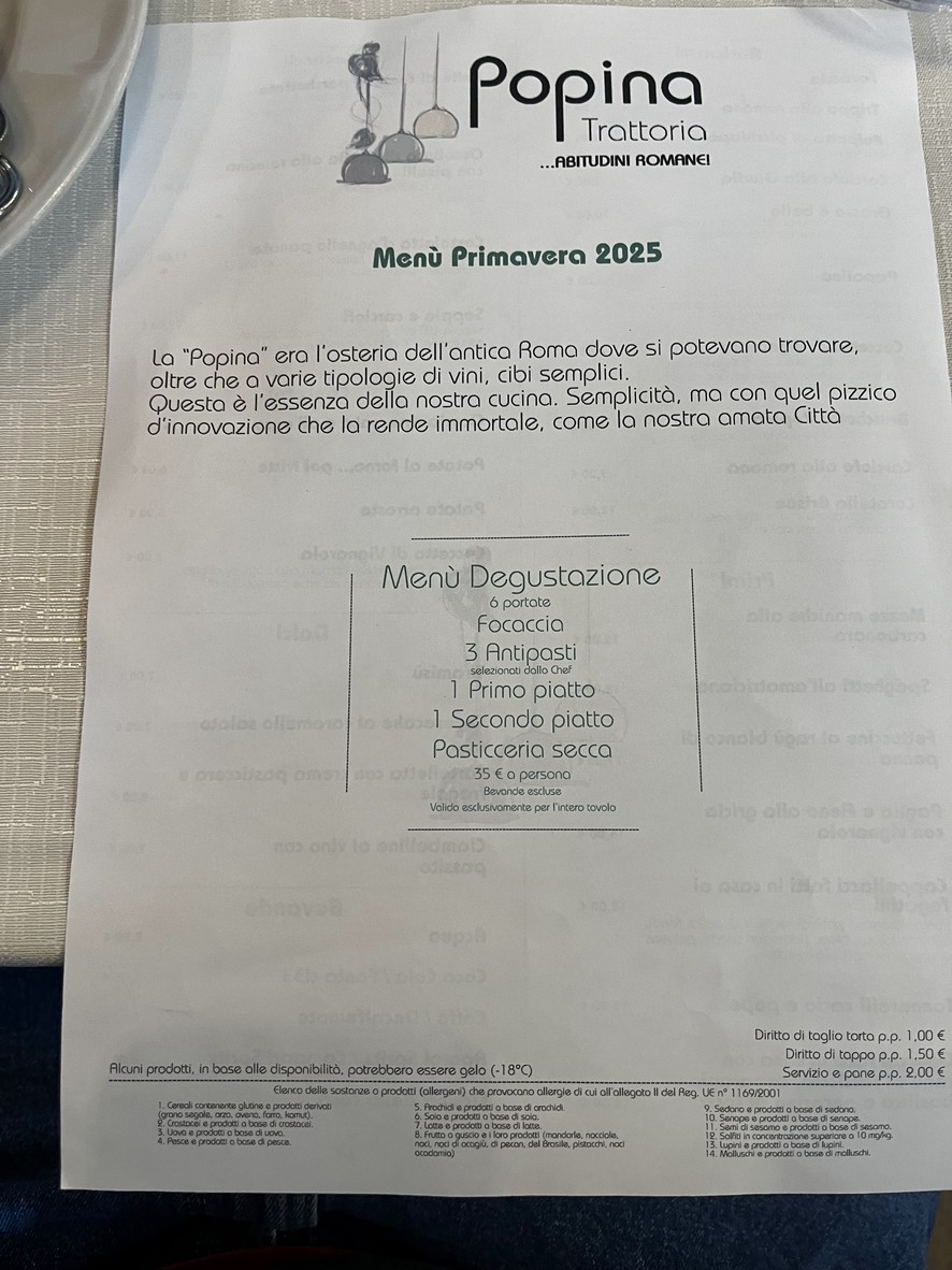Popina Trattoria menu 1