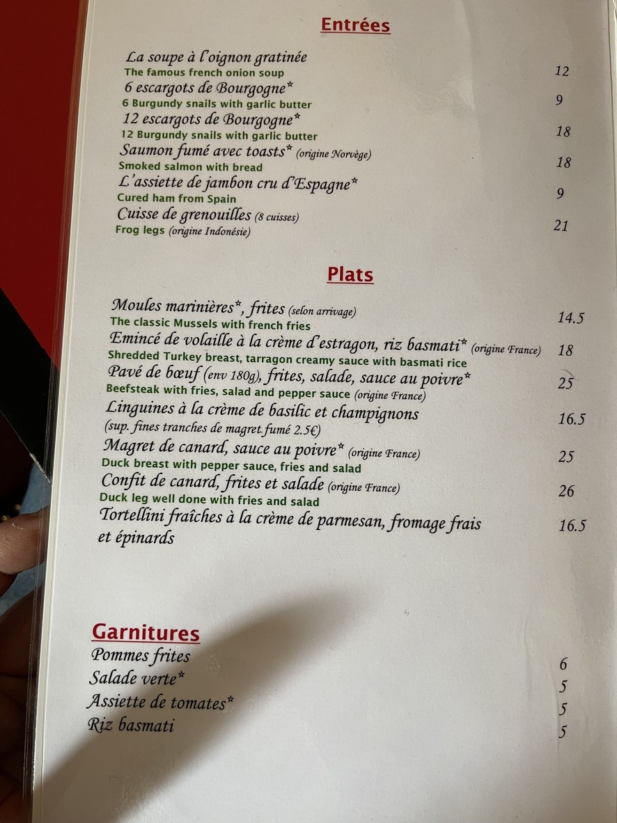 Le Consulat menu 1
