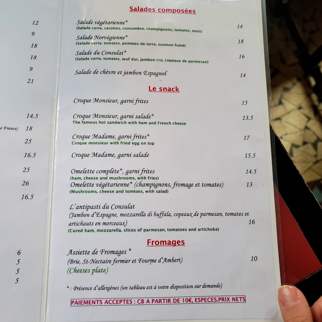 Le Consulat menu 2