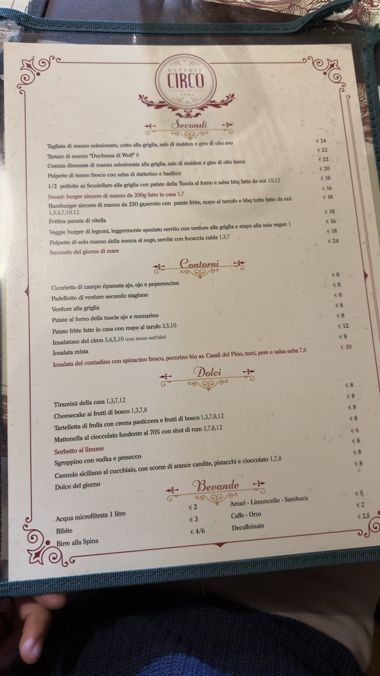 Osteria Circo menu 2