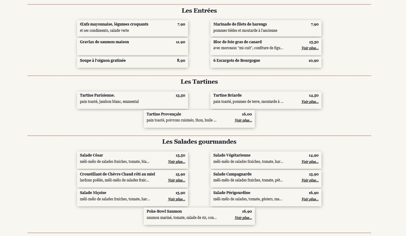 Montparnasse Café menu 1