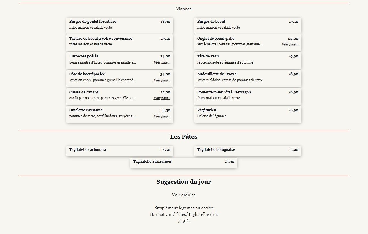 Montparnasse Café menu 2