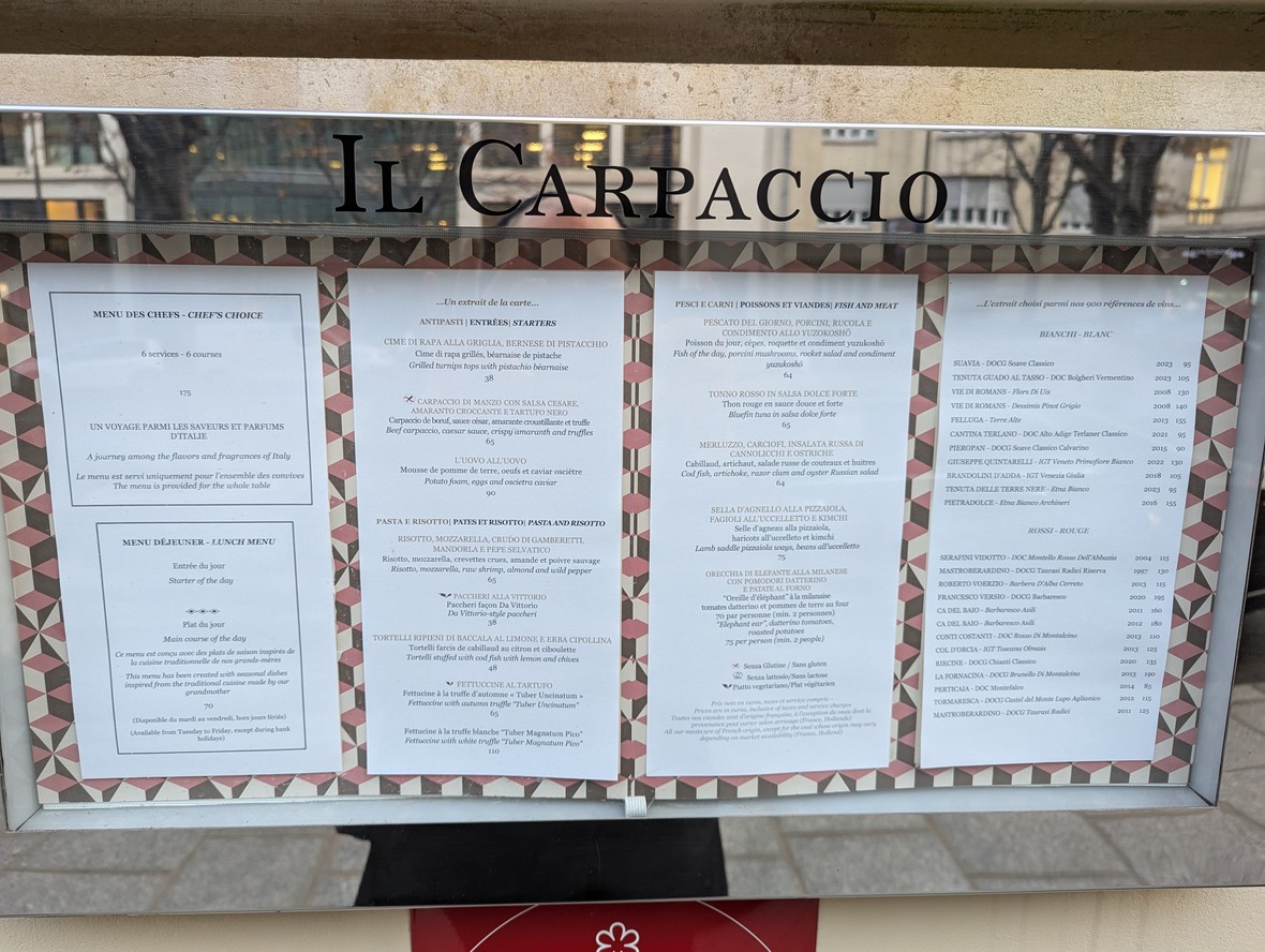 Il Carpaccio menu 1