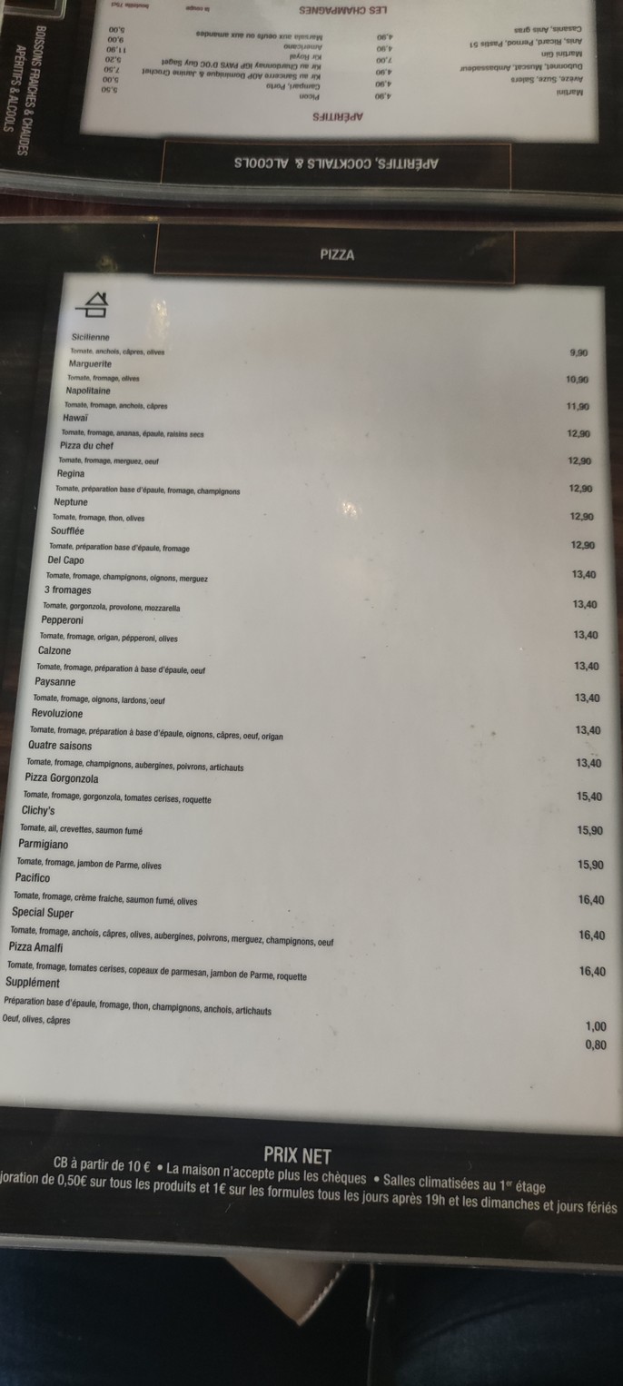 Clichy's Tavern menu 1