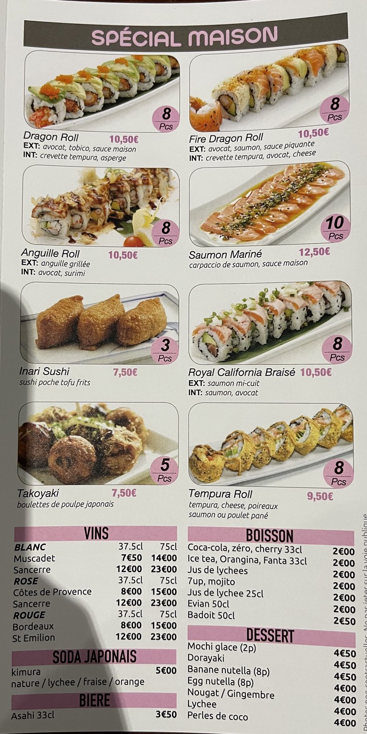 OHÏ SUSHI menu 8