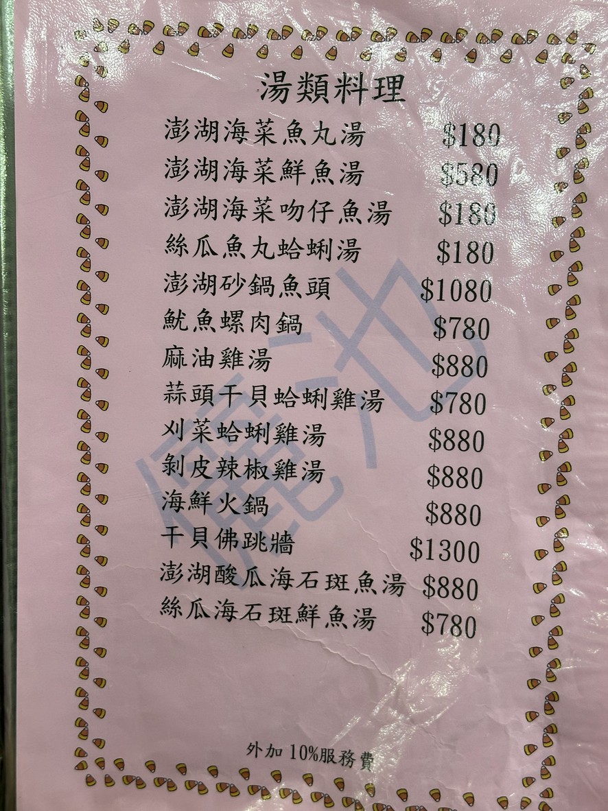 Lì Chí Hǎi Wèi Měishí Guǎn menu 2