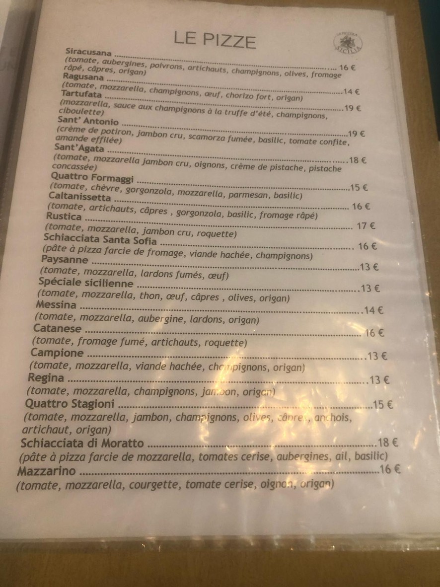 La Piccola Sicilia menu 2