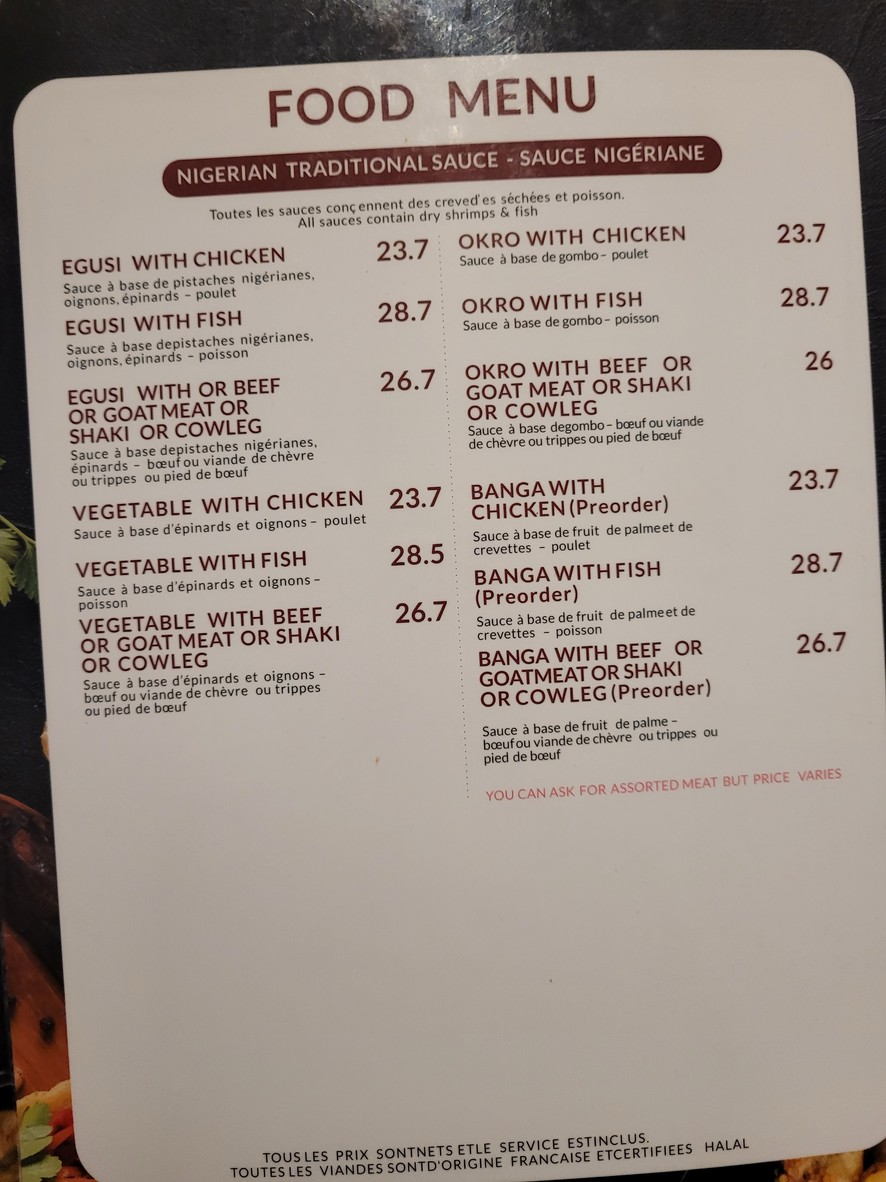 African Kitchen menu 3