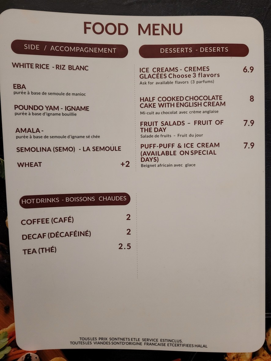 African Kitchen menu 4