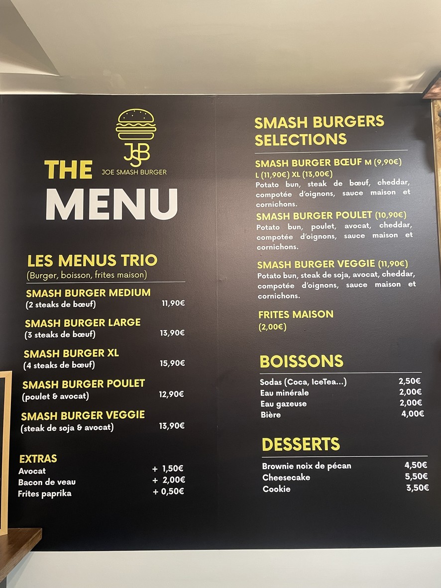 Joe Smash Burger menu 2