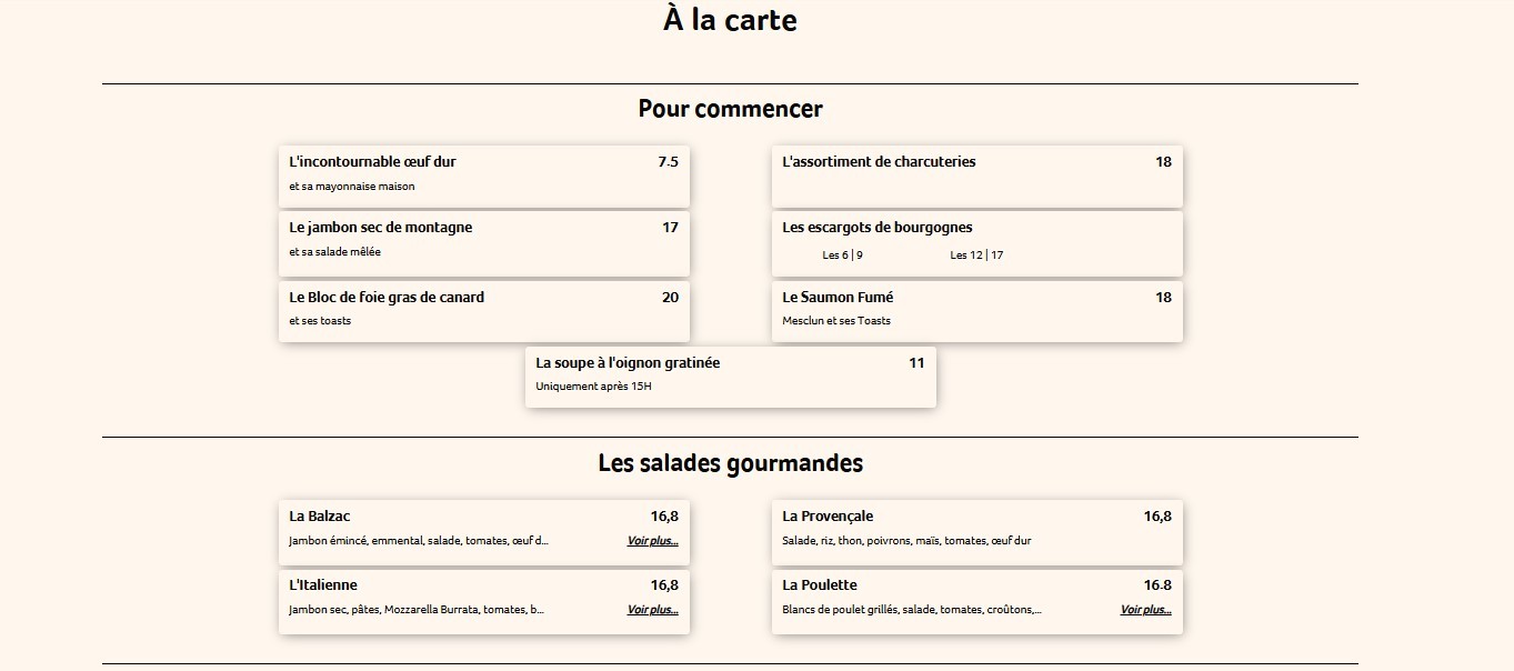 Brasserie Le Balzac menu 1