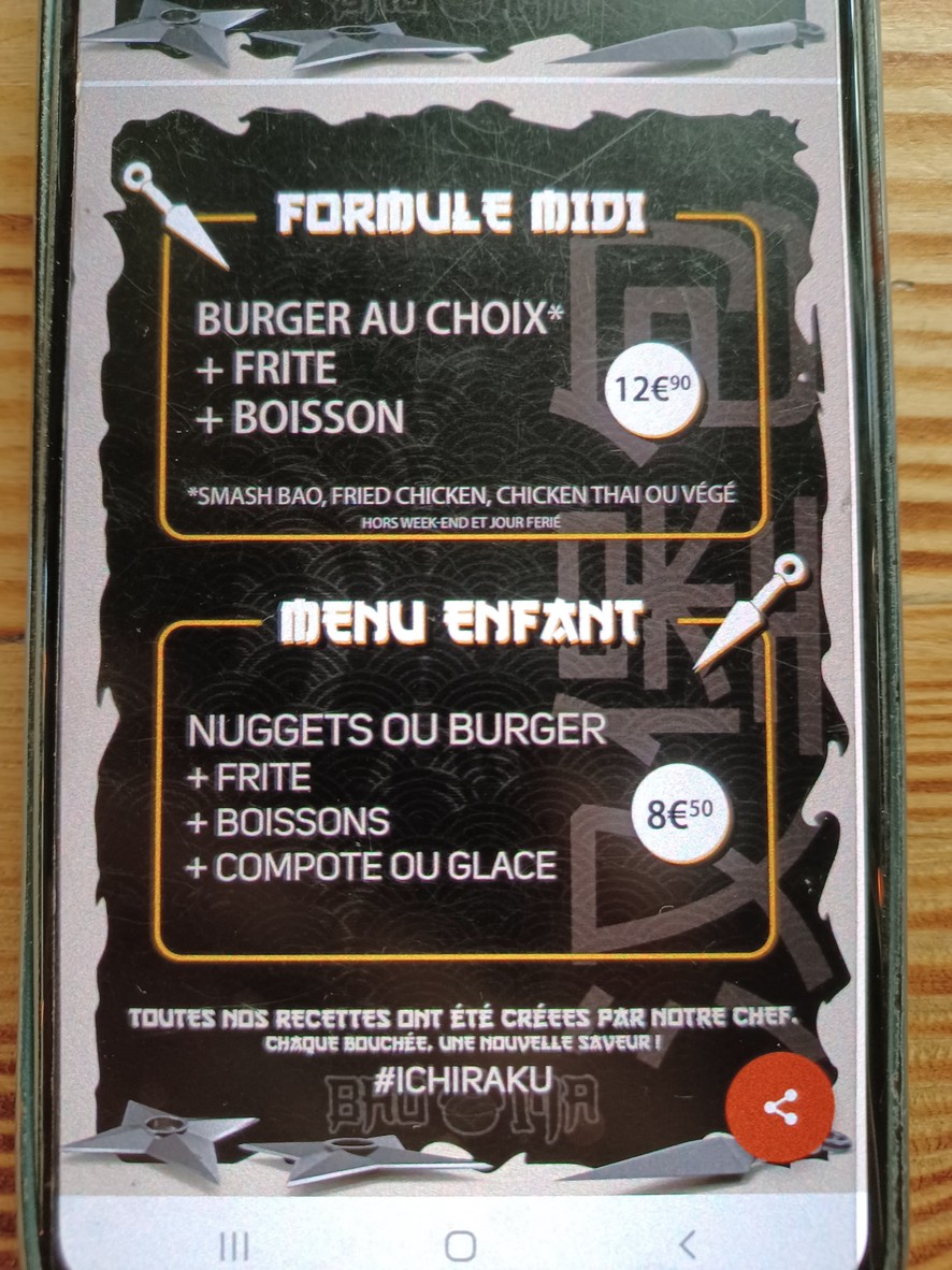 LE BAOMA menu 1