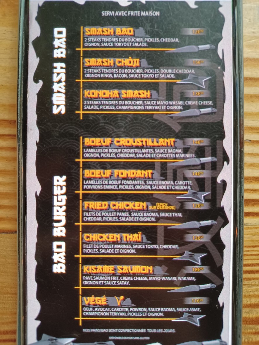 LE BAOMA menu 3