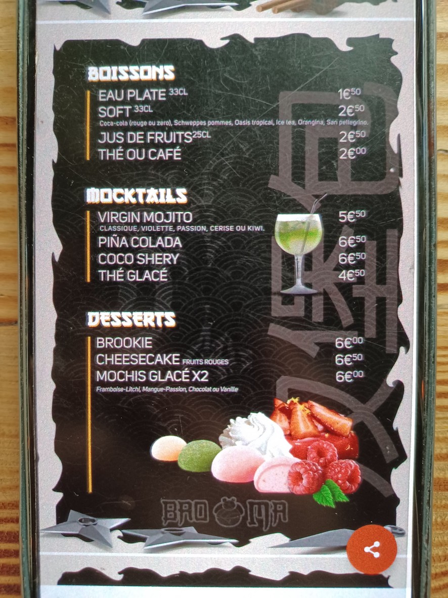 LE BAOMA menu 5