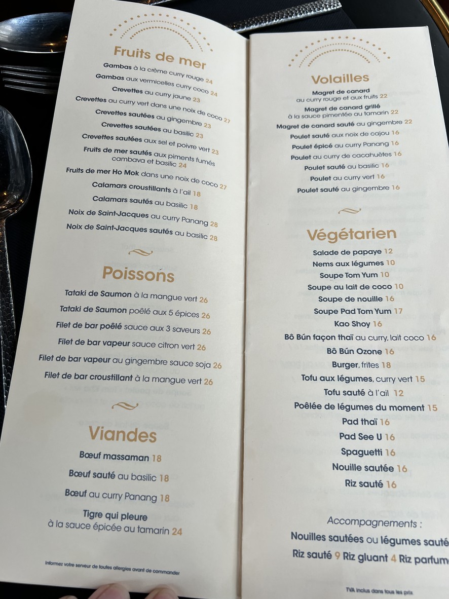 Ozone Restaurant Thaï menu 3