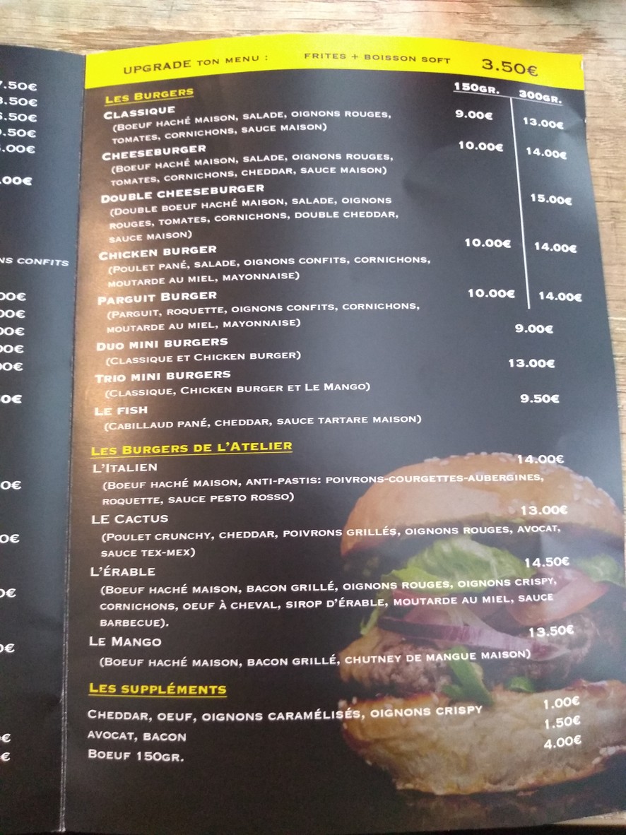 L'ATELIER BURGER - Saint-Mandé menu 3