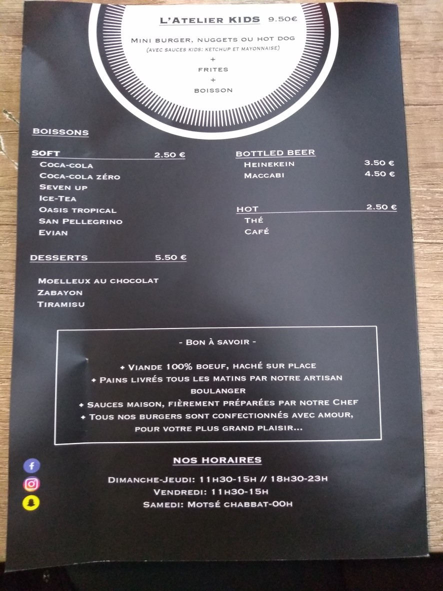 L'ATELIER BURGER - Saint-Mandé menu 4