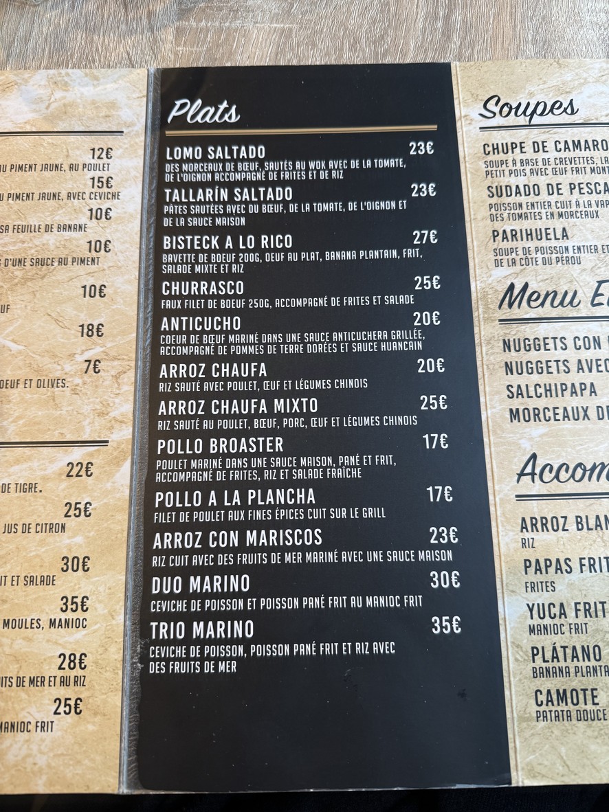 Nazca menu 2