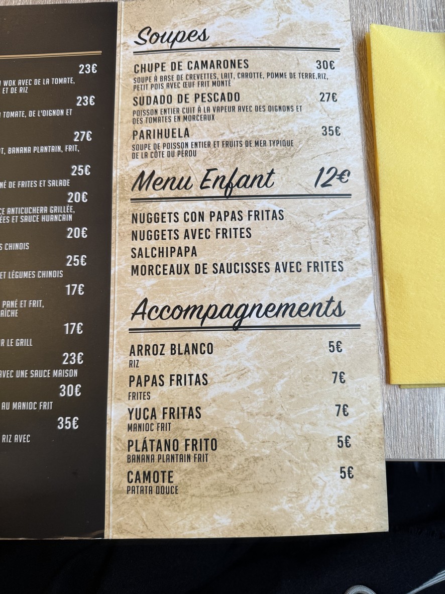 Nazca menu 3