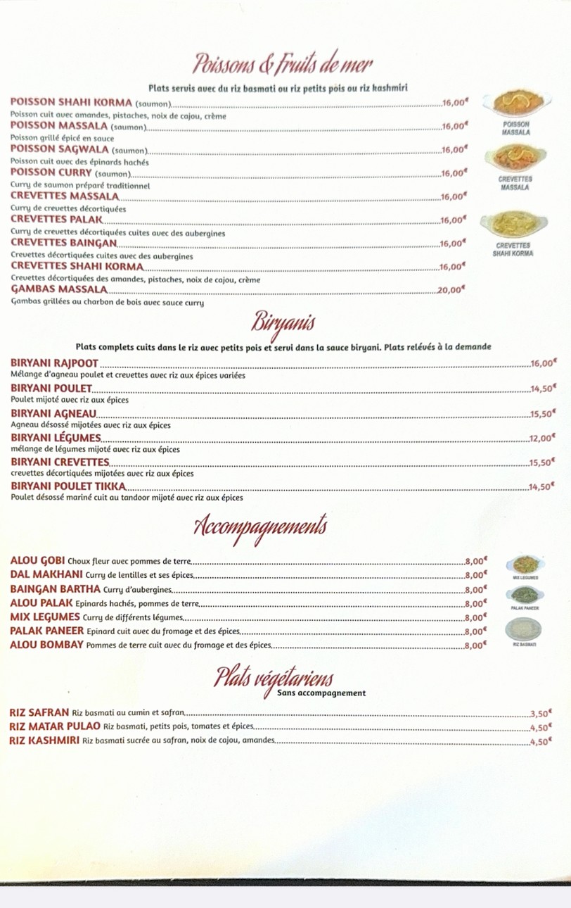 Rajpoot Saint-Maur - 清真印度和巴基斯坦餐厅 menu 3