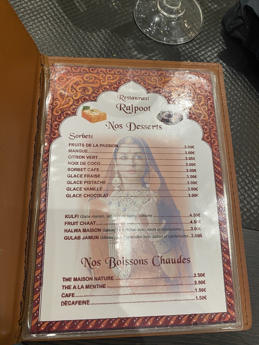 Rajpoot Saint-Maur - 清真印度和巴基斯坦餐厅 menu 7