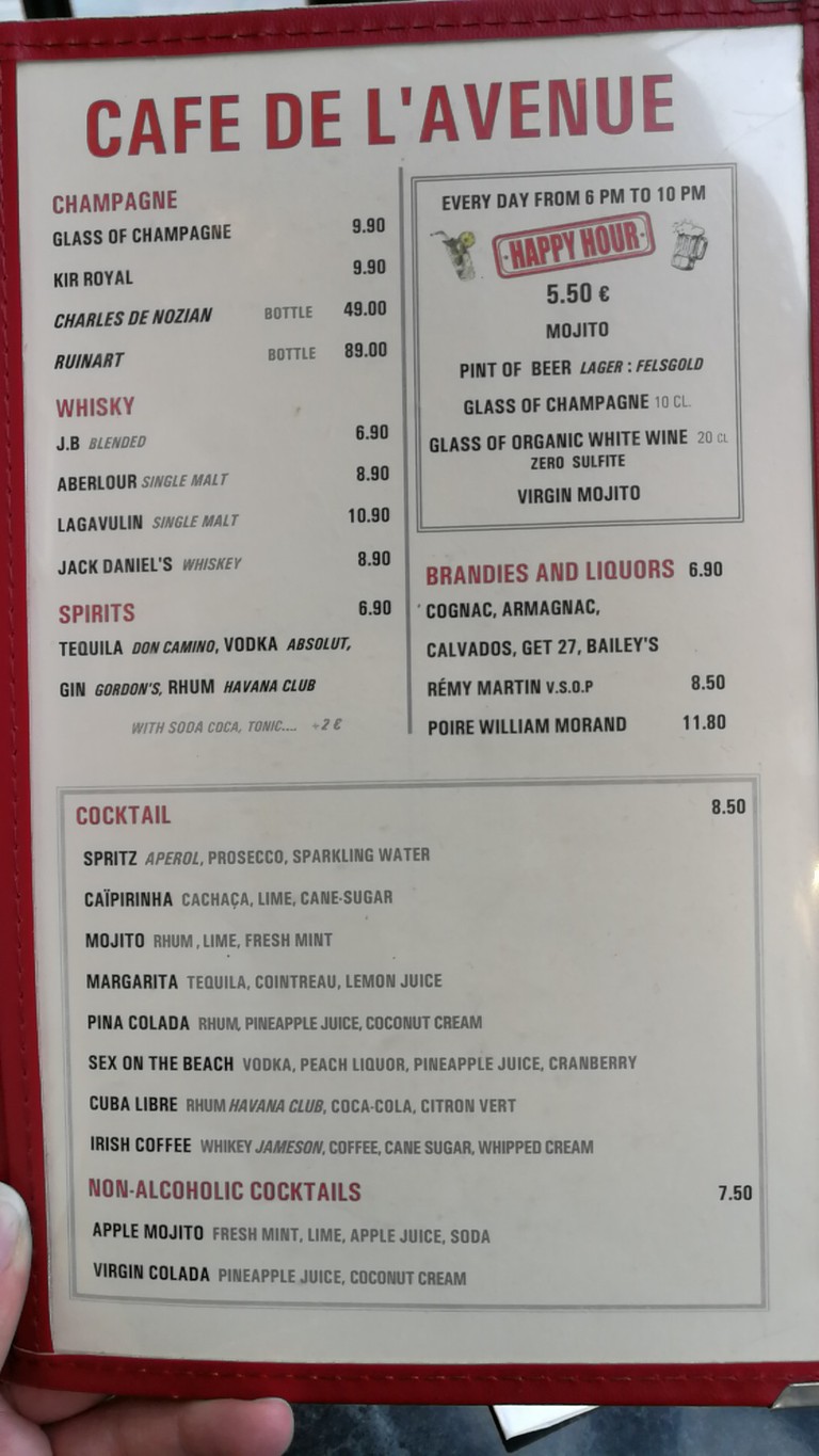 Café de l'Avenue - Paris 8 menu 3