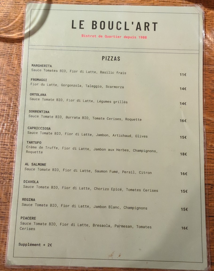 Le Boucl'art menu 3