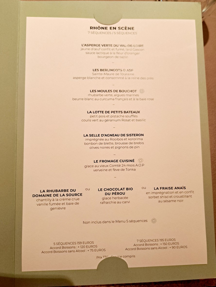 La Dame de Pic menu 1