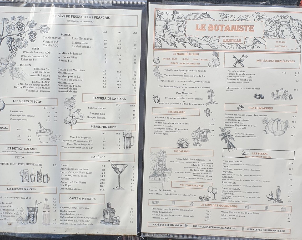 Le Bota' menu 1