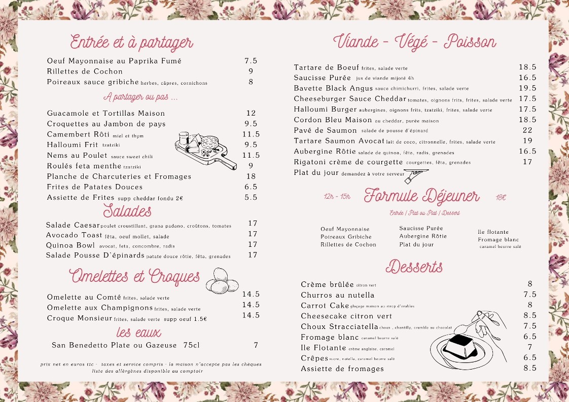 Le Cristal menu 1