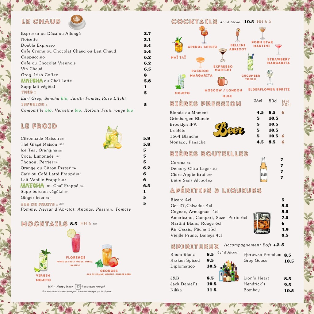 Le Cristal menu 2