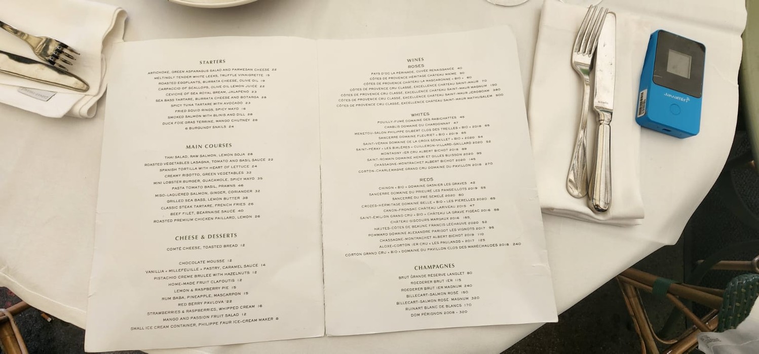 Amourette Passy menu 3