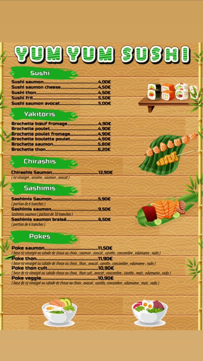 YumYum sushi menu 2