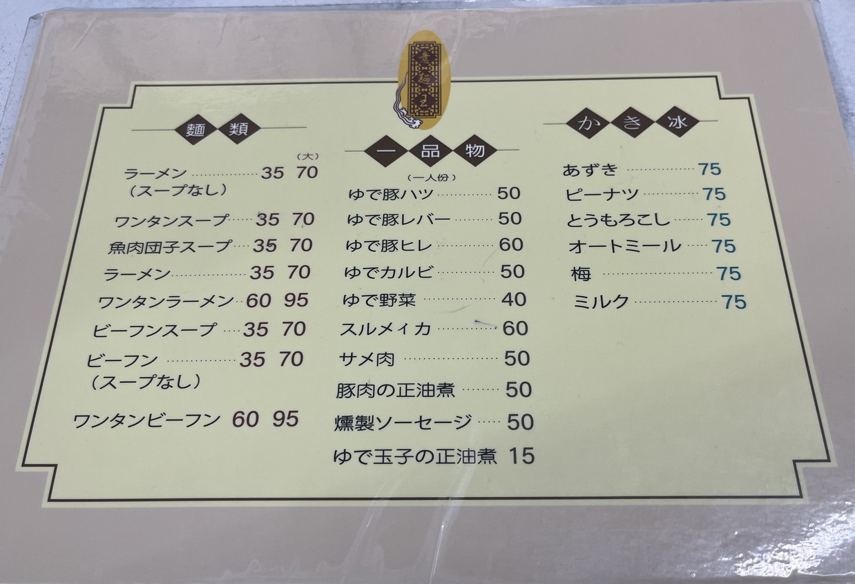 Yi Mian Wang menu 1