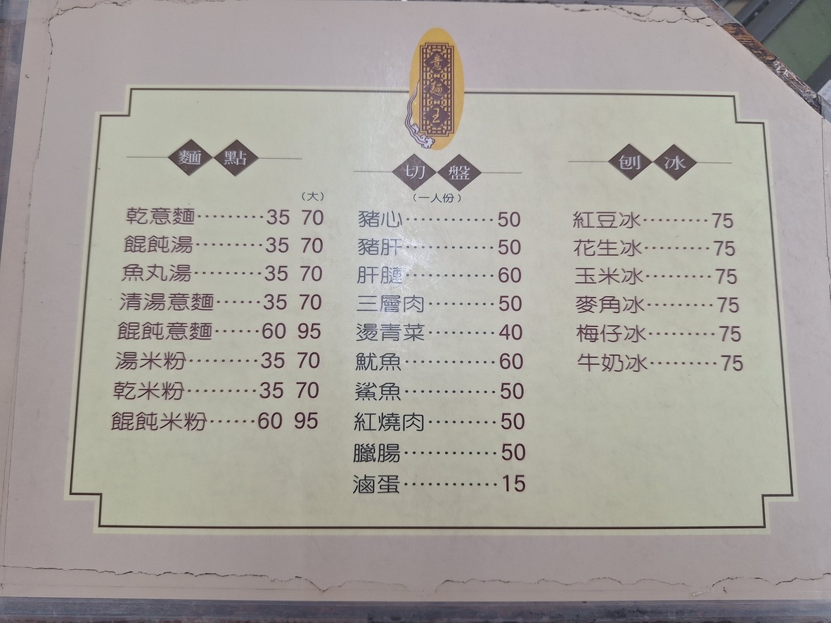 Yi Mian Wang menu 2