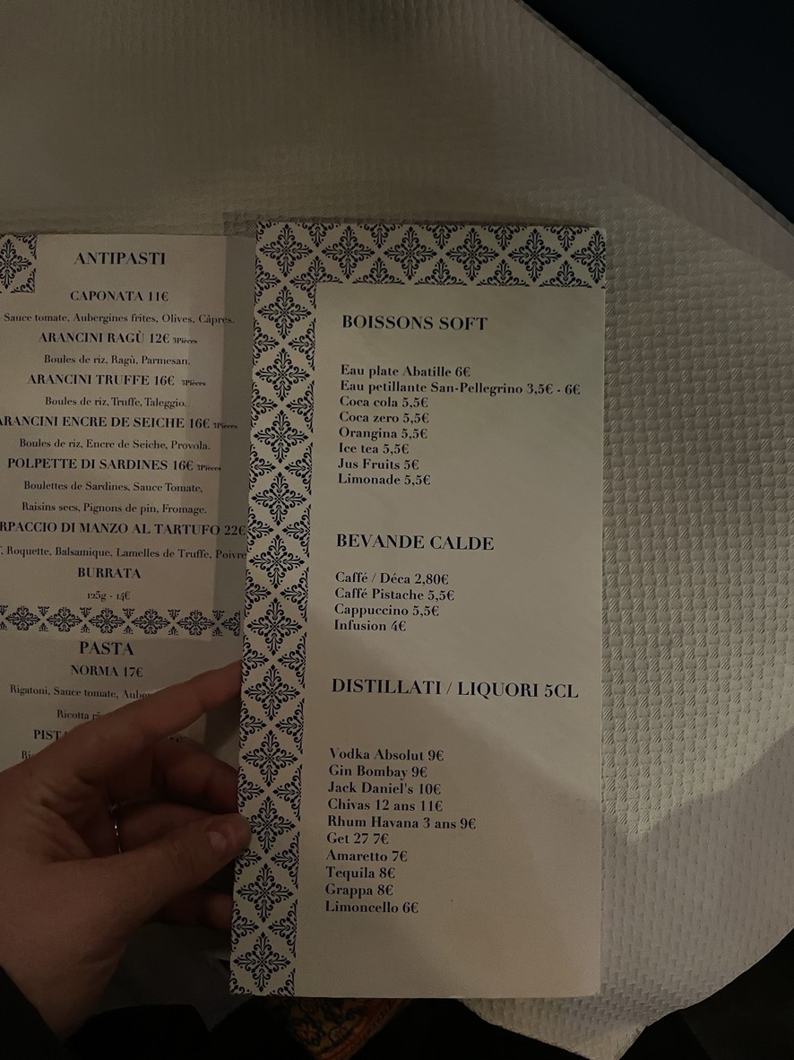 SAPORE menu 3
