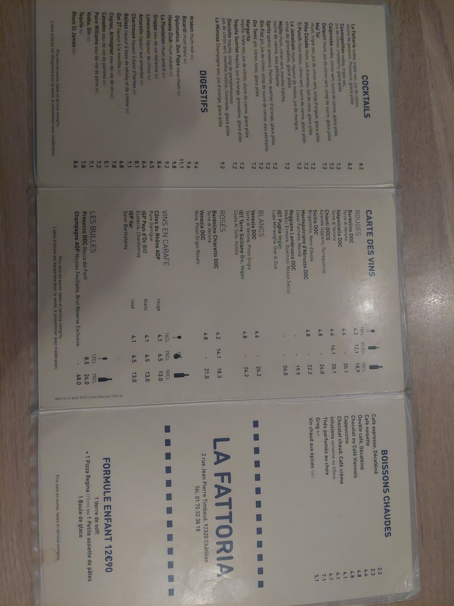 La Fattoria menu 3