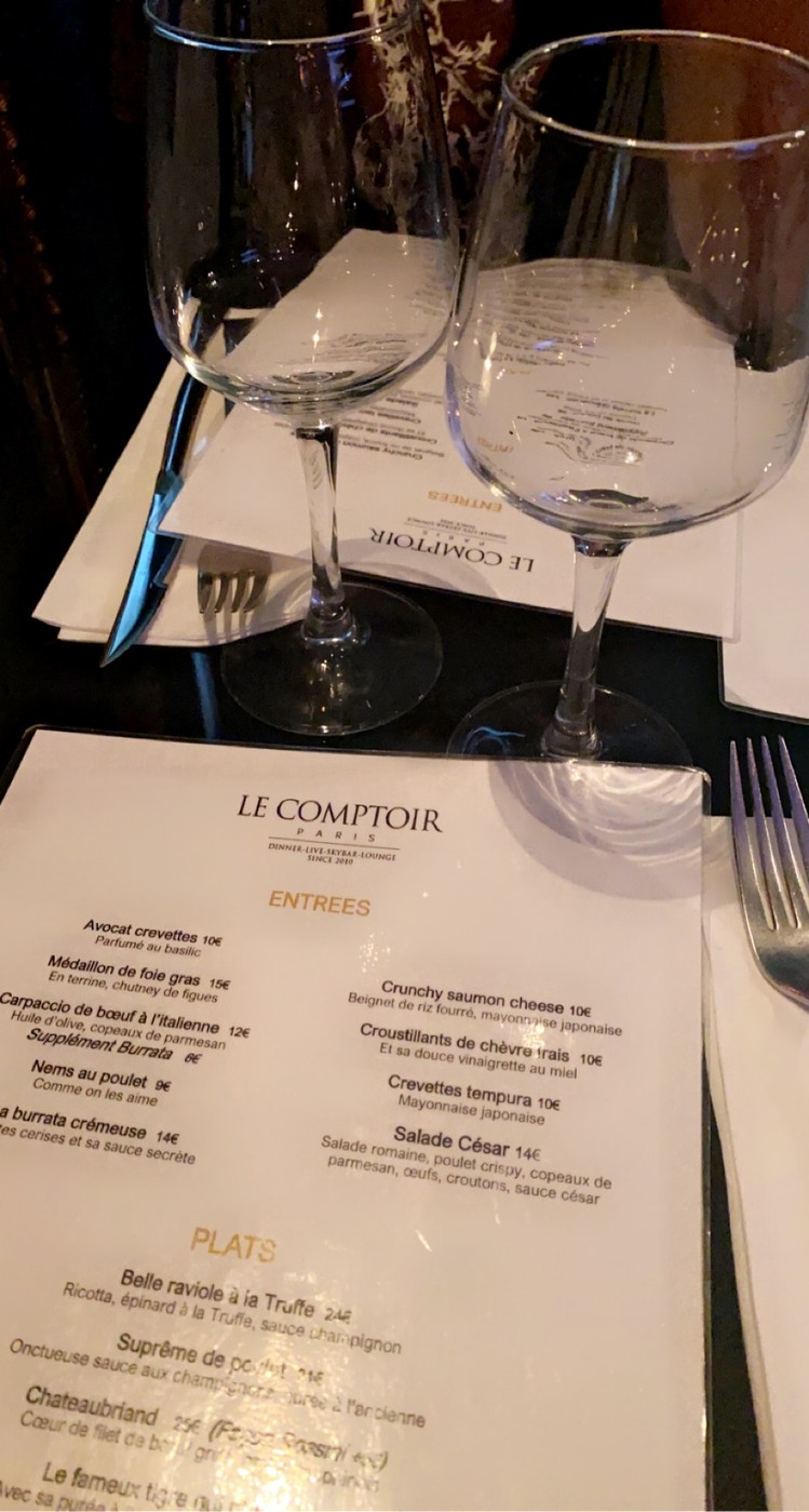 Le Comptoir menu 1