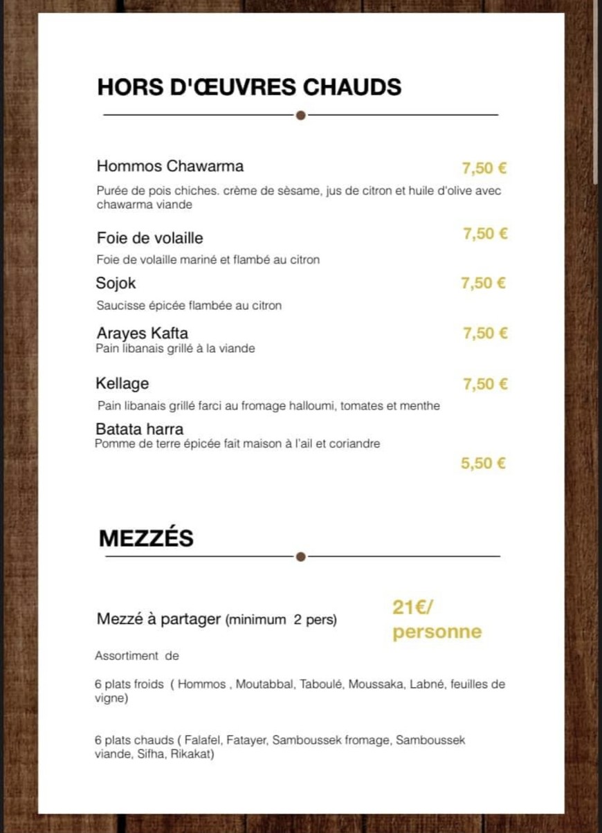 Vallon du Liban menu 2