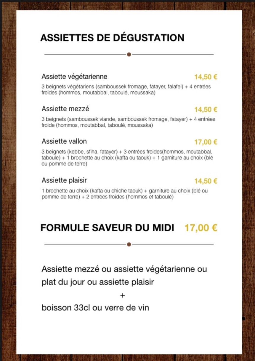 Vallon du Liban menu 4